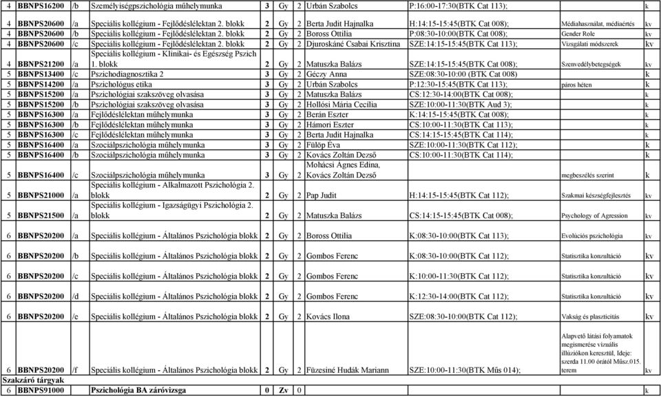 blo 2 Gy 2 Boross Ottilia P:08:30-10:00(BTK Cat 008); Gender Role v 4 BBNPS20600 /c Speciális ollégium - Fejlődésléletan 2.