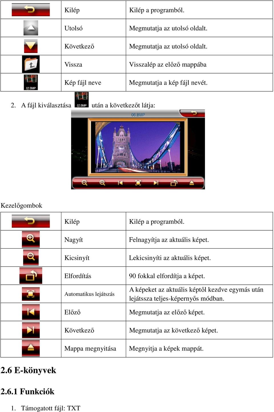 programból. Felnagyítja az aktuális képet. Lekicsinyíti az aktuális képet. 90 fokkal elfordítja a képet.