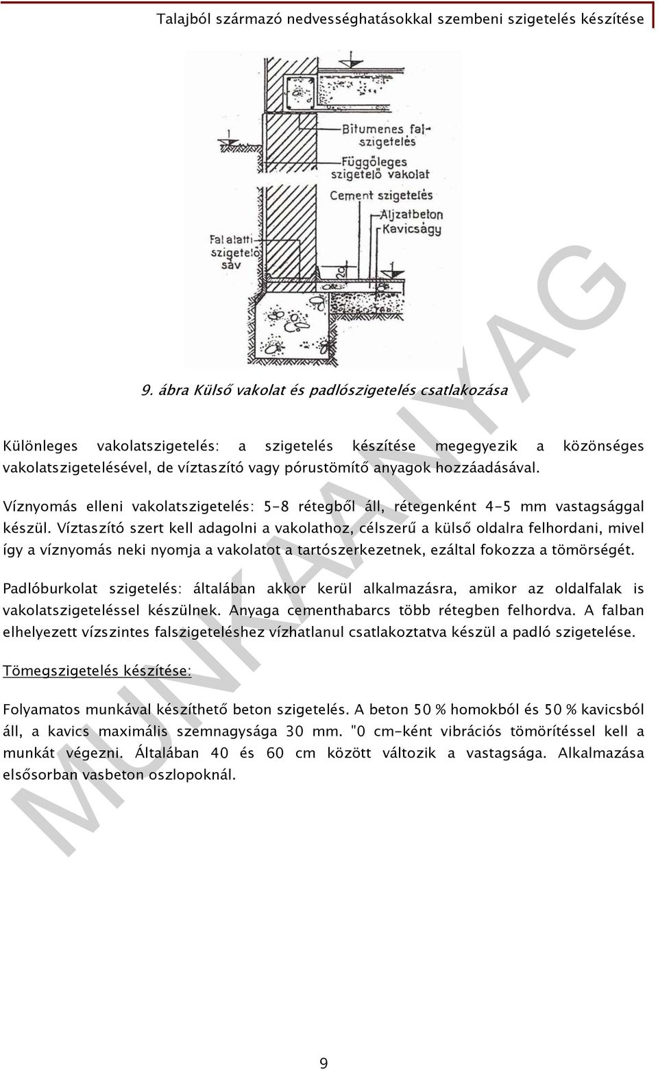 Víztaszító szert kell adagolni a vakolathoz, célszerű a külső oldalra felhordani, mivel így a víznyomás neki nyomja a vakolatot a tartószerkezetnek, ezáltal fokozza a tömörségét.