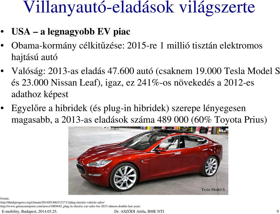 000 Nissan Leaf), igaz, ez 241%-os növekedés a 2012-es adathoz képest Egyelőre a hibridek (és plug-in hibridek) szerepe lényegesen magasabb, a 2013-as eladások száma