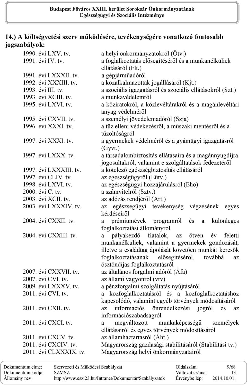 évi LXVI. tv. a köziratokról, a közlevéltárakról és a magánlevéltári anyag védelméről 1995. évi CXVII. tv. a személyi jövedelemadóról (Szja) 1996. évi XXXI. tv. a tűz elleni védekezésről, a műszaki mentésről és a tűzoltóságról 1997.