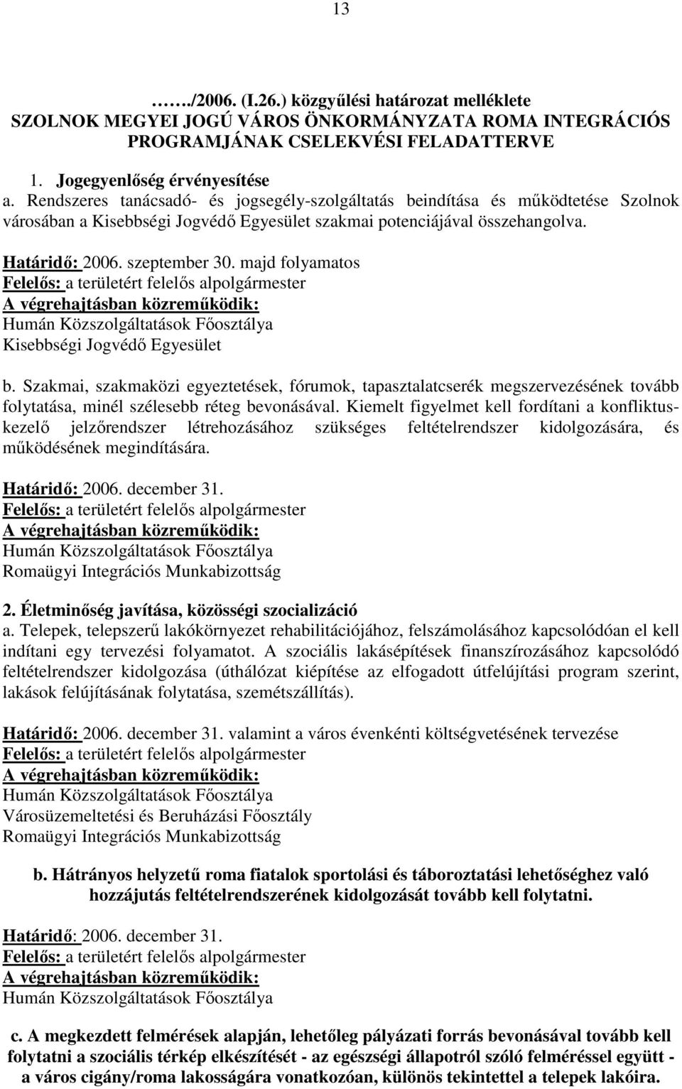 majd folyamatos Kisebbségi Jogvédő Egyesület b. Szakmai, szakmaközi egyeztetések, fórumok, tapasztalatcserék megszervezésének tovább folytatása, minél szélesebb réteg bevonásával.