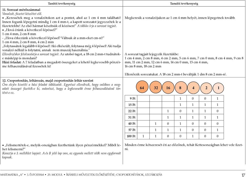 1 cm 4 mm, 2 cm 8 mm - Hova érkezünk a következő lépéssel? Váltsuk át a mm-eket cm-ré! 1 cm 4 mm, 2 cm 8 mm, 4 cm 2 mm Folytassátok legalább 6 lépéssel! Aki elkészült, folytassa még 4 lépéssel!