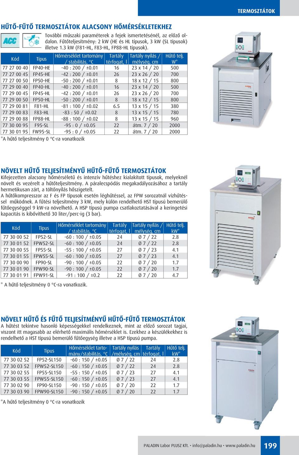 / stabilitás, C térfogat, l mélység, cm W* 77 27 00 40 FP40-HE -40 : 200 / ±0.01 16 23 x 14 / 20 500 77 27 00 45 FP45-HE -42 : 200 / ±0.01 26 23 x 26 / 20 700 77 27 00 50 FP50-HE -50 : 200 / ±0.