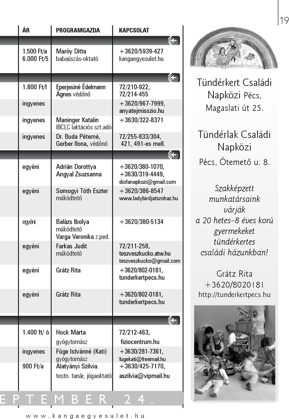 Buda Péterné, 72/255-833/304, Gerber Ilona, védônô 421, 491-es mell. egyéni Adrián Dorottya +3620/380-1070, Angyal Zsuzsanna +3630/319-4449, diofanapkozi@gmail.