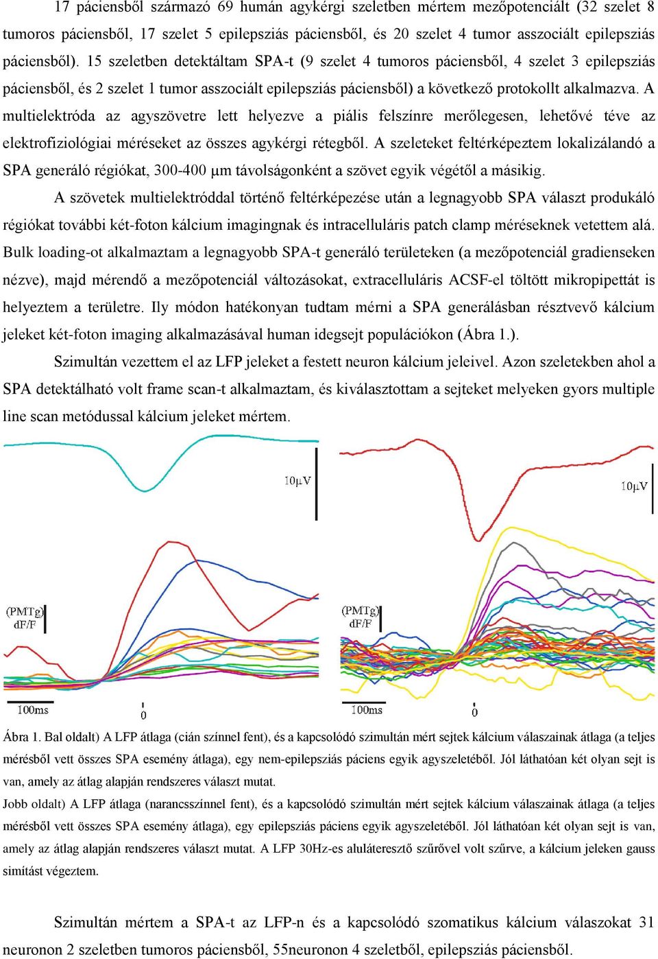 A multielektróda az agyszövetre lett helyezve a piális felszínre merőlegesen, lehetővé téve az elektrofiziológiai méréseket az összes agykérgi rétegből.