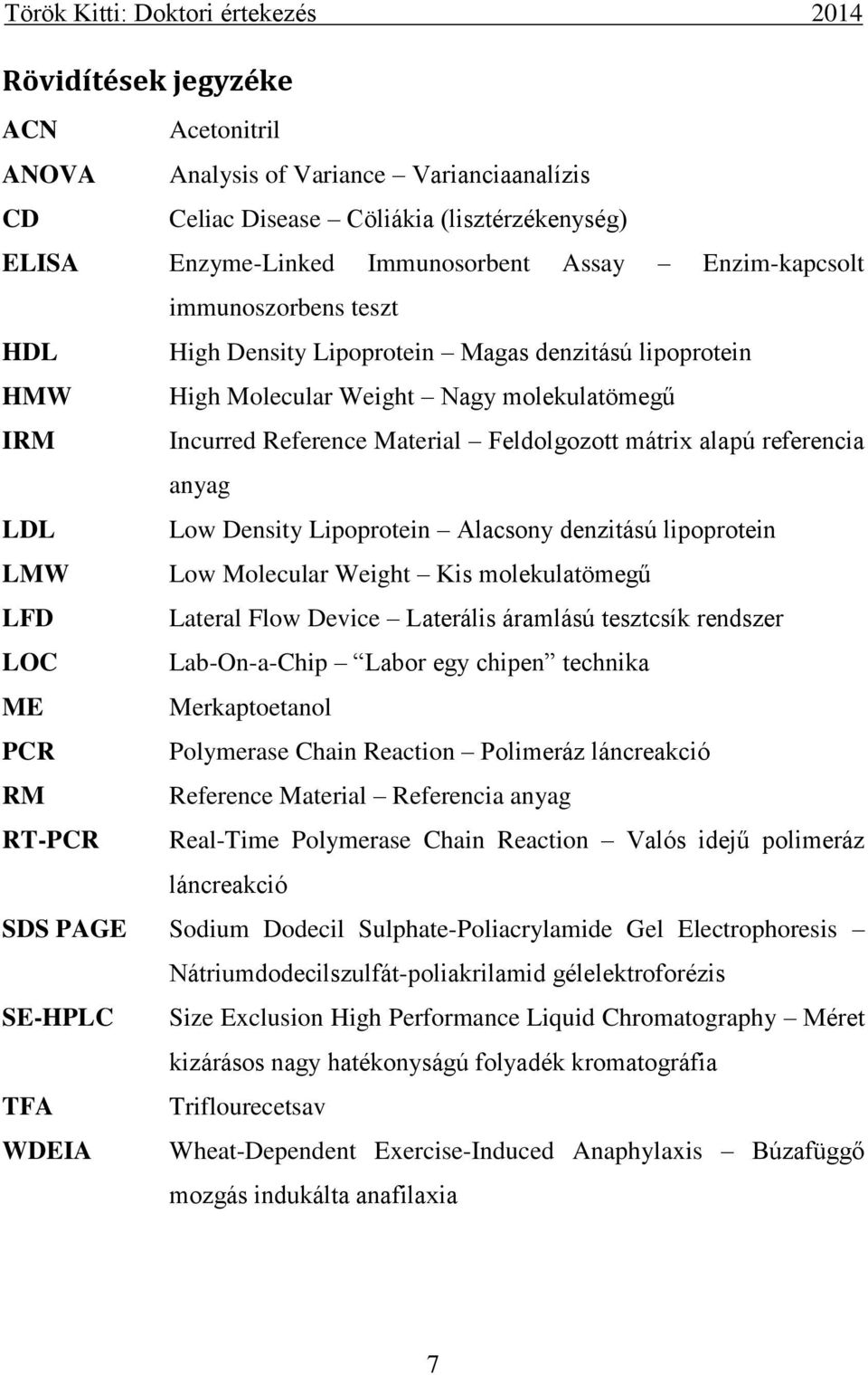 Lipoprotein Alacsony denzitású lipoprotein LMW Low Molecular Weight Kis molekulatömegű LFD Lateral Flow Device Laterális áramlású tesztcsík rendszer LOC Lab-On-a-Chip Labor egy chipen technika ME