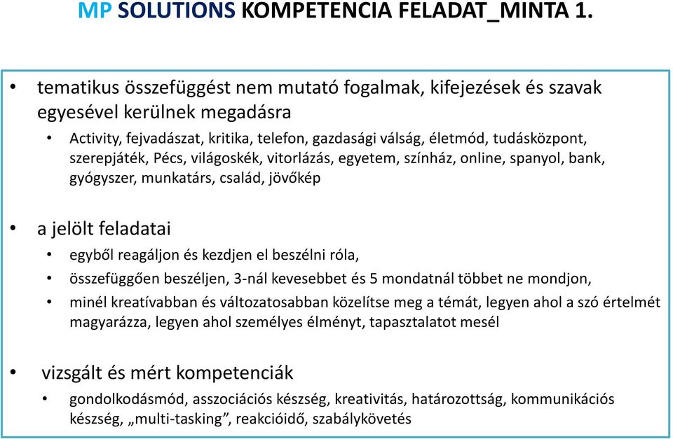 világoskék, vitorlázás, egyetem, színház, online, spanyol, bank, gyógyszer, munkatárs, család, jövőkép a jelölt feladatai egyből reagáljon és kezdjen el beszélni róla, összefüggően beszéljen, 3-nál