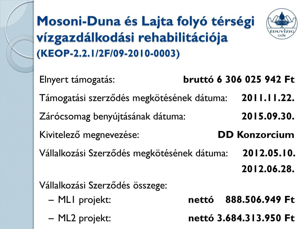 11.22. Zárócsomag benyújtásának dátuma: 2015.09.30.