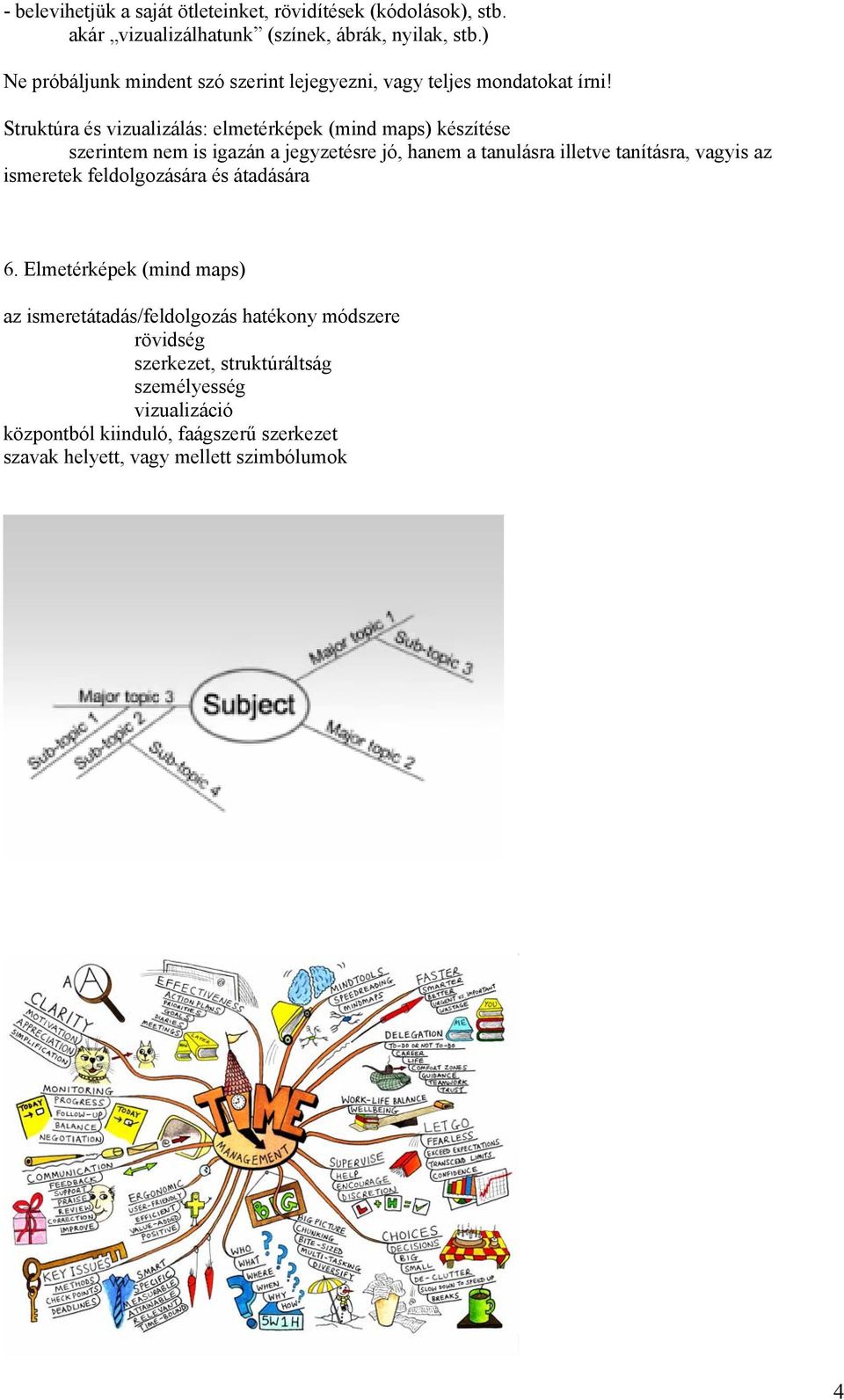 Struktúra és vizualizálás: elmetérképek (mind maps) készítése szerintem nem is igazán a jegyzetésre jó, hanem a tanulásra illetve tanításra, vagyis az
