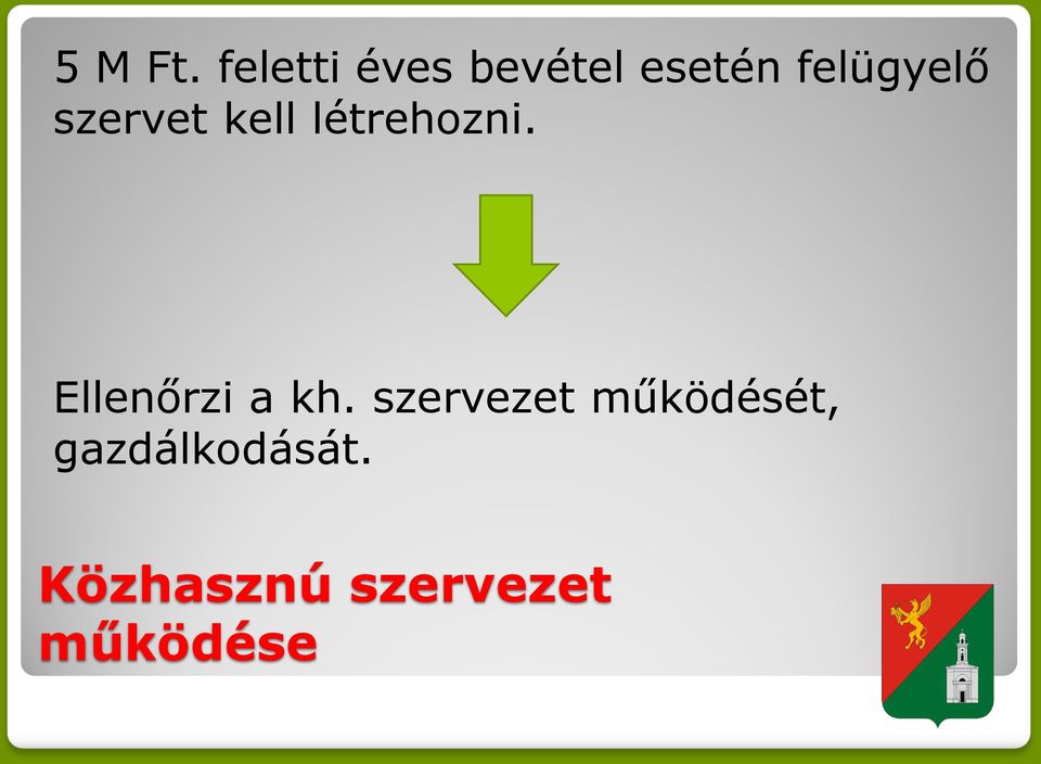 szervet kell létrehozni.