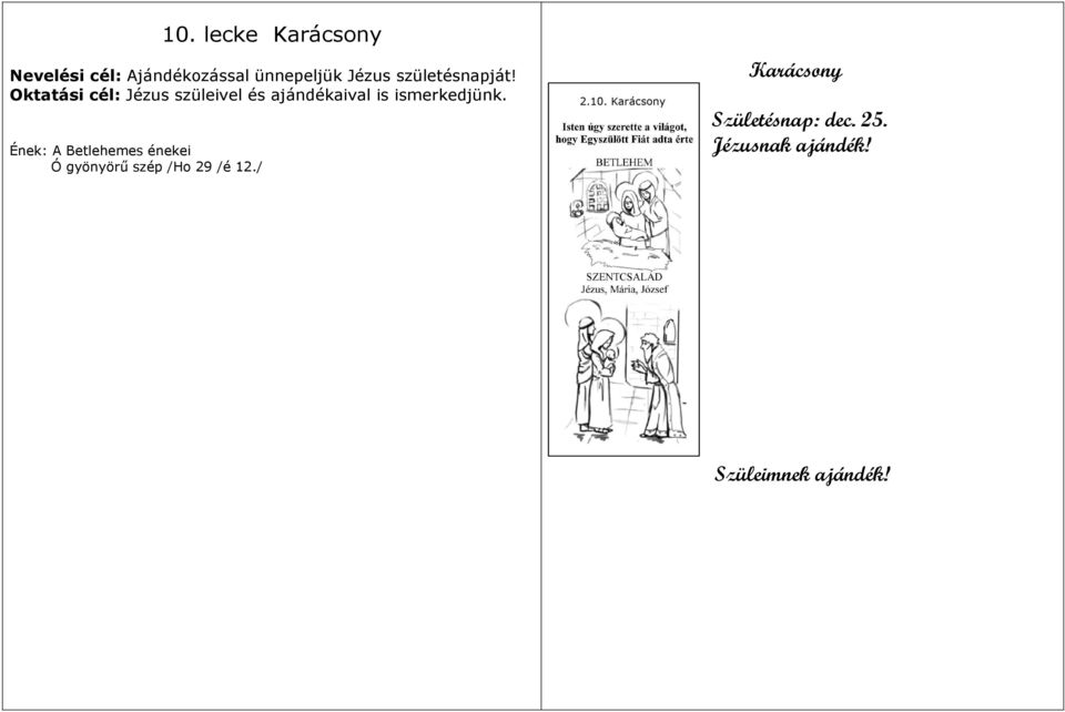 Oktatási cél: Jézus szüleivel és ajándékaival is ismerkedjünk.