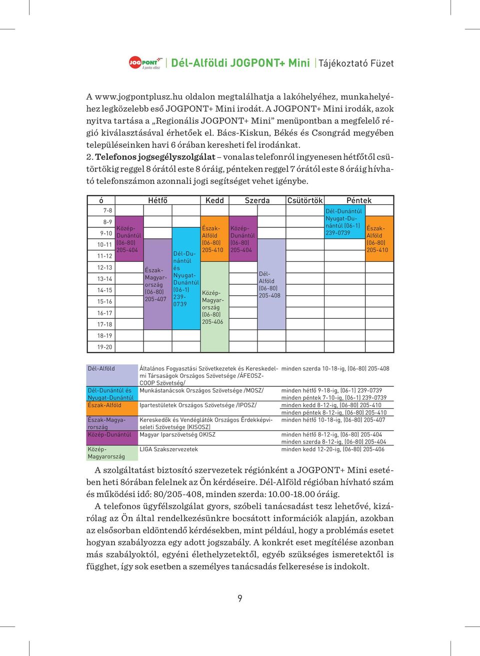 Bács-Kiskun, Békés és Csongrád megyében településeinken havi 6 órában keresheti fel irodánkat. 2.