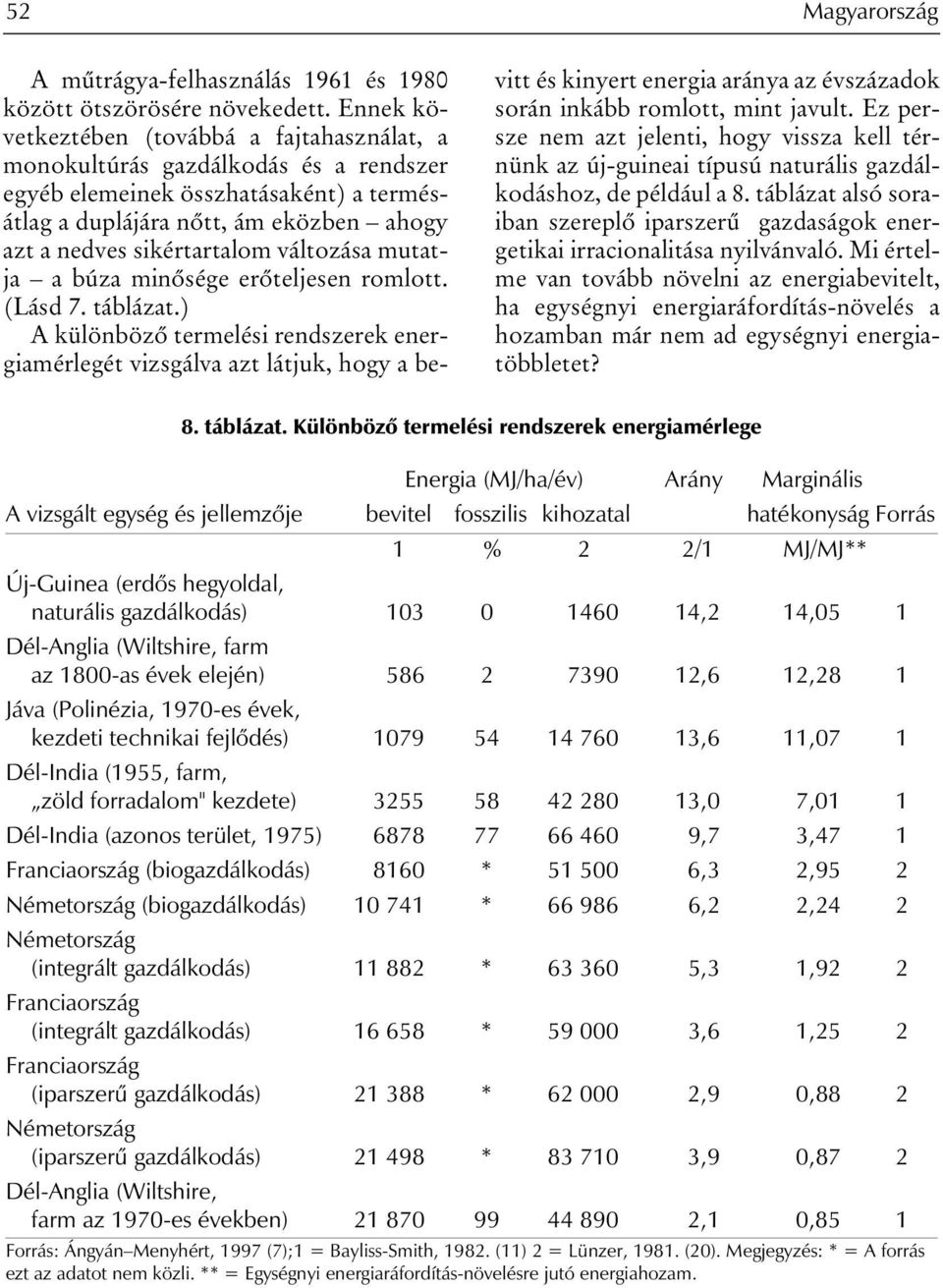 változása mutatja a búza minõsége erõteljesen romlott. (Lásd 7. táblázat.