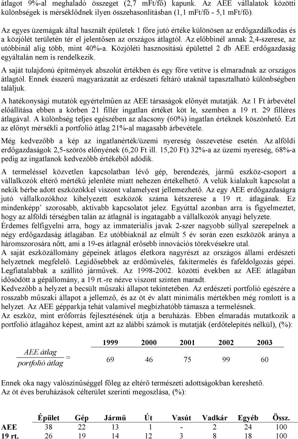 Az előbbinél annak 2,4-szerese, az utóbbinál alig több, mint 40%-a. Közjóléti hasznosítású épülettel 2 db AEE erdőgazdaság egyáltalán nem is rendelkezik.