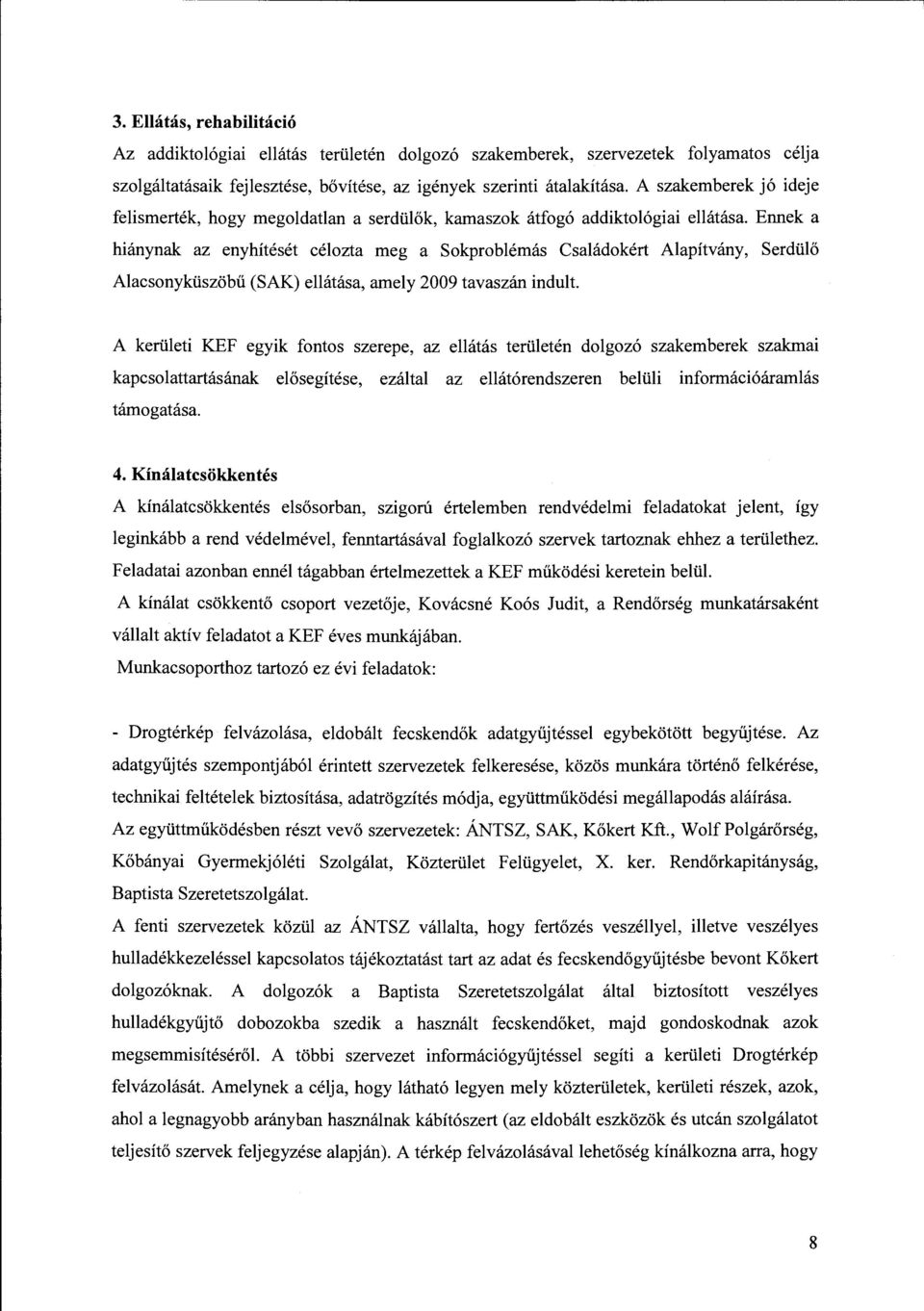 Ennek a hiánynak az enyhítését célozta meg a Sokproblémás Családokért Alapítvány, Serdülő Alacsonyküszöbű (SAK) ellátása, amely 2009 tavaszán indult.