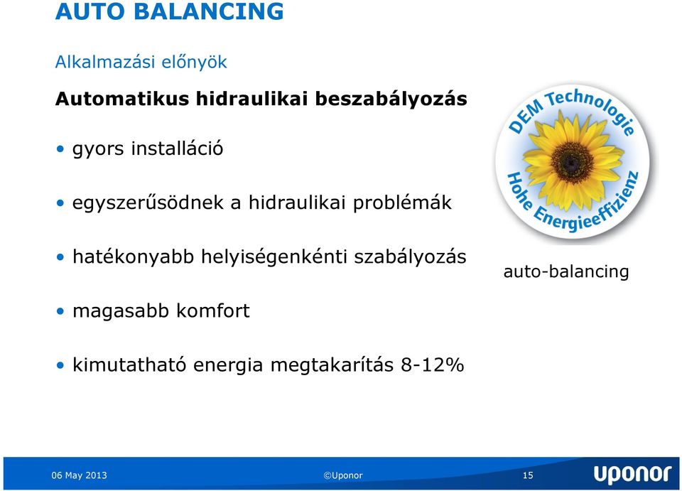 problémák hatékonyabb helyiségenkénti szabályozás auto-balancing