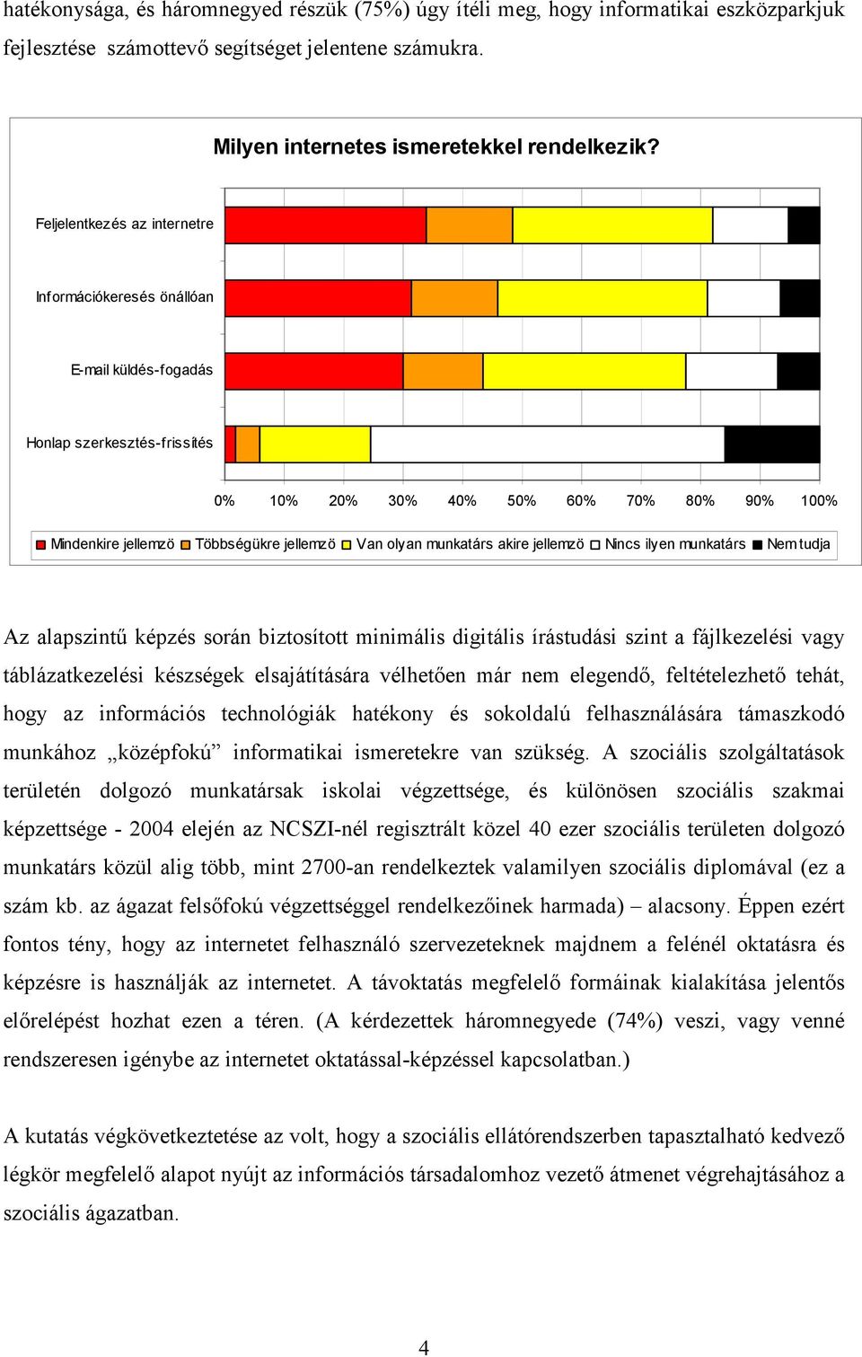 olyan munkatárs akire jellemzö Nincs ilyen munkatárs Nem tudja Az alapszintő képzés során biztosított minimális digitális írástudási szint a fájlkezelési vagy táblázatkezelési készségek