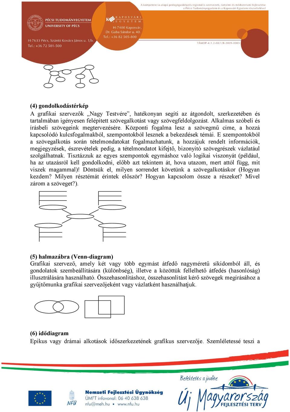 E szempontokból a szövegalkotás során tételmondatokat fogalmazhatunk, a hozzájuk rendelt információk, megjegyzések, észrevételek pedig, a tételmondatot kifejtő, bizonyító szövegrészek vázlatául