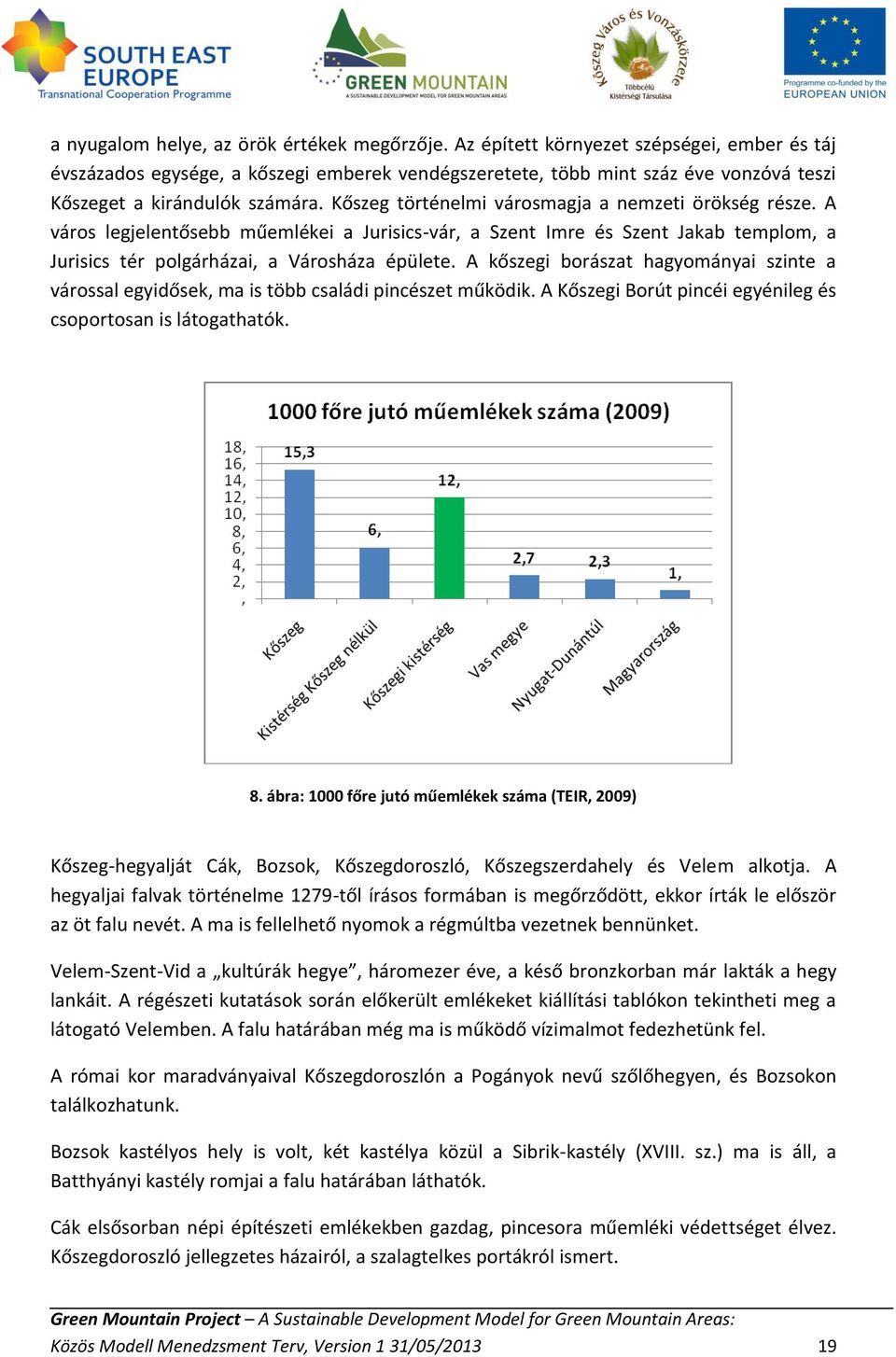 Kőszeg történelmi városmagja a nemzeti örökség része. A város legjelentősebb műemlékei a Jurisics-vár, a Szent Imre és Szent Jakab templom, a Jurisics tér polgárházai, a Városháza épülete.