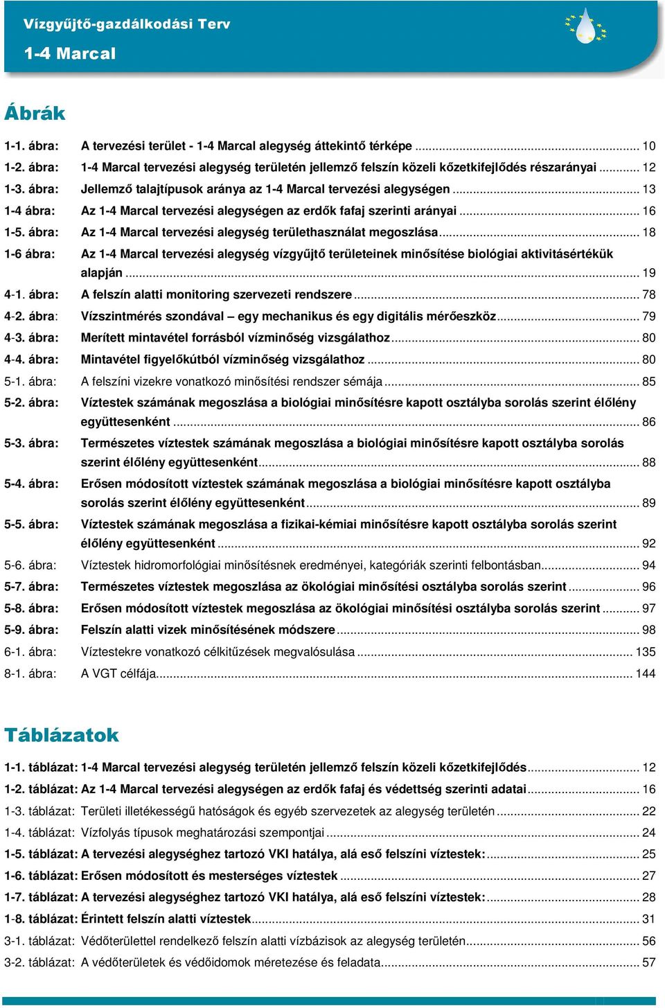 .. 18 1-6 ábra: Az tervezési alegység vízgyőjtı területeinek minısítése biológiai aktivitásértékük alapján... 19 4-1. ábra: A felszín alatti monitoring szervezeti rendszere... 78 4-2.