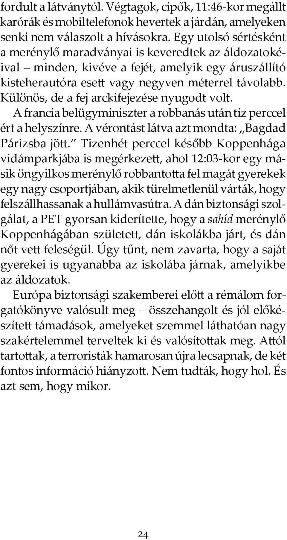 Különös, de a fej arckifejezése nyugodt volt. A francia belügyminiszter a robbanás után tíz perccel ért a helyszínre. A vérontást látva azt mondta: Bagdad Párizsba jött.