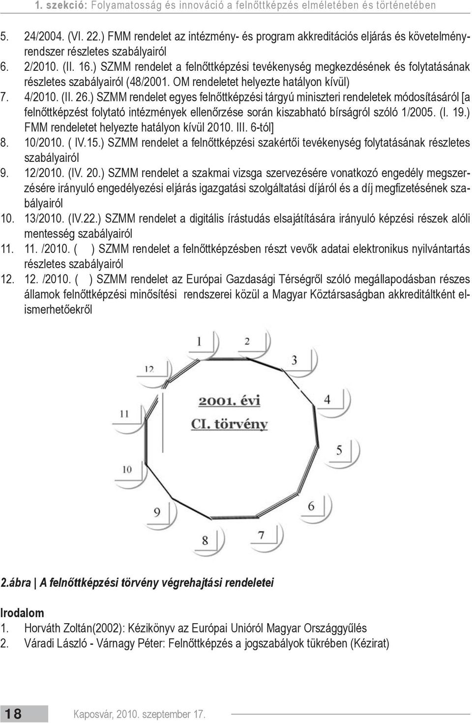 ) SZMM rendelet a felnőttképzési tevékenység megkezdésének és folytatásának részletes szabályairól (48/2001. OM rendeletet helyezte hatályon kívül) 4/2010. (II. 26.