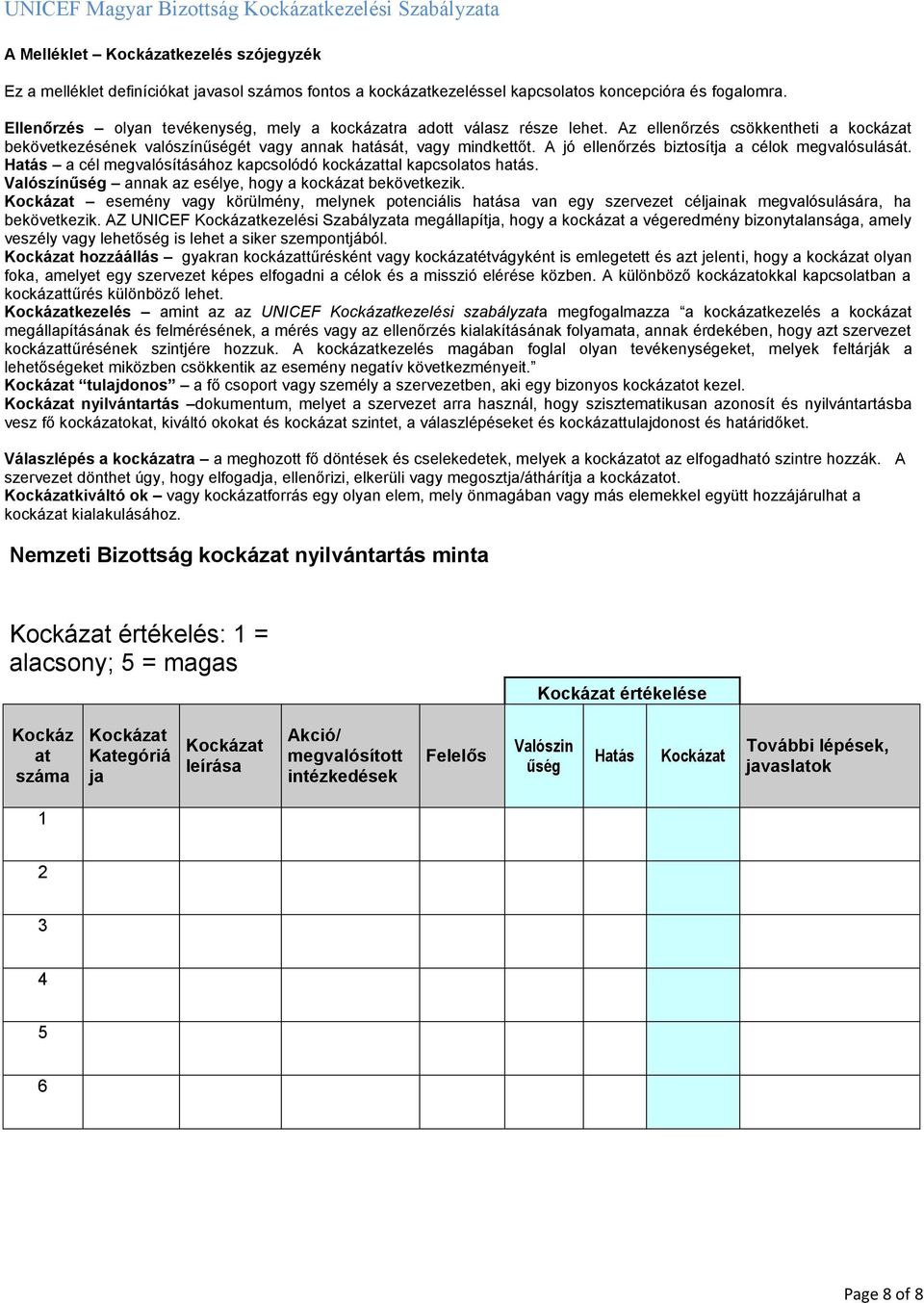 A jó ellenőrzés biztosítja a célok megvalósulását. Hatás a cél megvalósításához kapcsolódó kockázattal kapcsolatos hatás. Valószínűség annak az esélye, hogy a kockázat bekövetkezik.