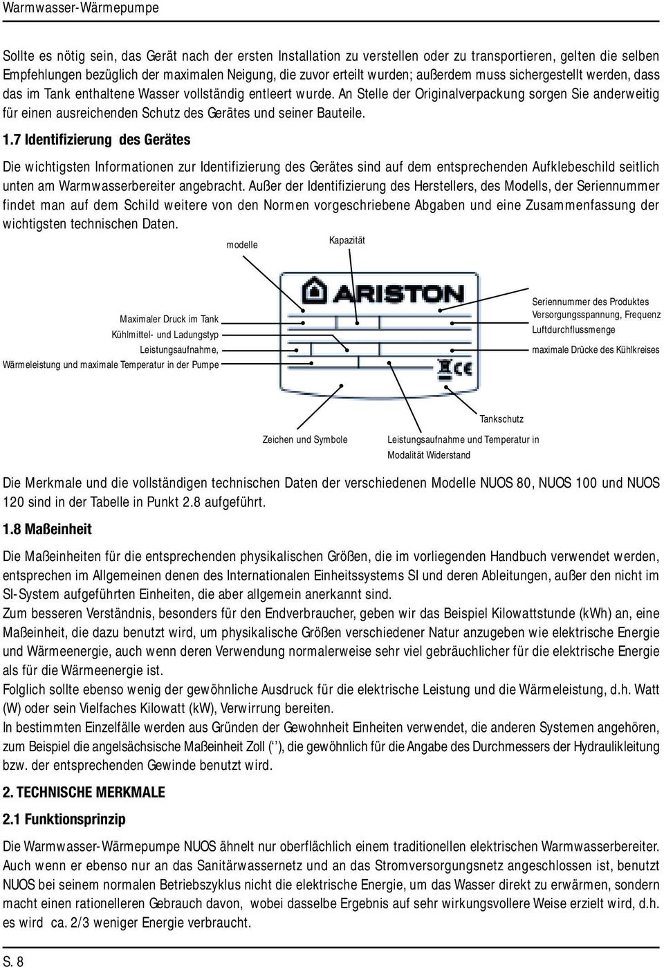 An Stelle der Originalverpackung sorgen Sie anderweitig für einen ausreichenden Schutz des Gerätes und seiner Bauteile. 1.