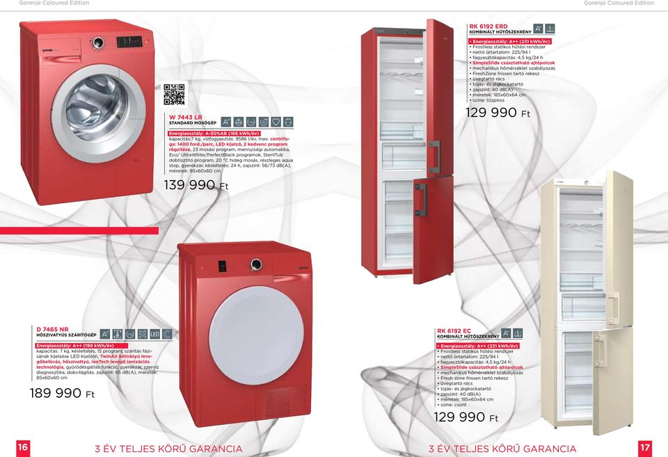 129 990 Ft energiaosztály: A-30%Ab (166 kwh/év) kapacitás:7 kg, vízfogyasztás: 9586 l/év, max. centrifuga: 1400 ford.