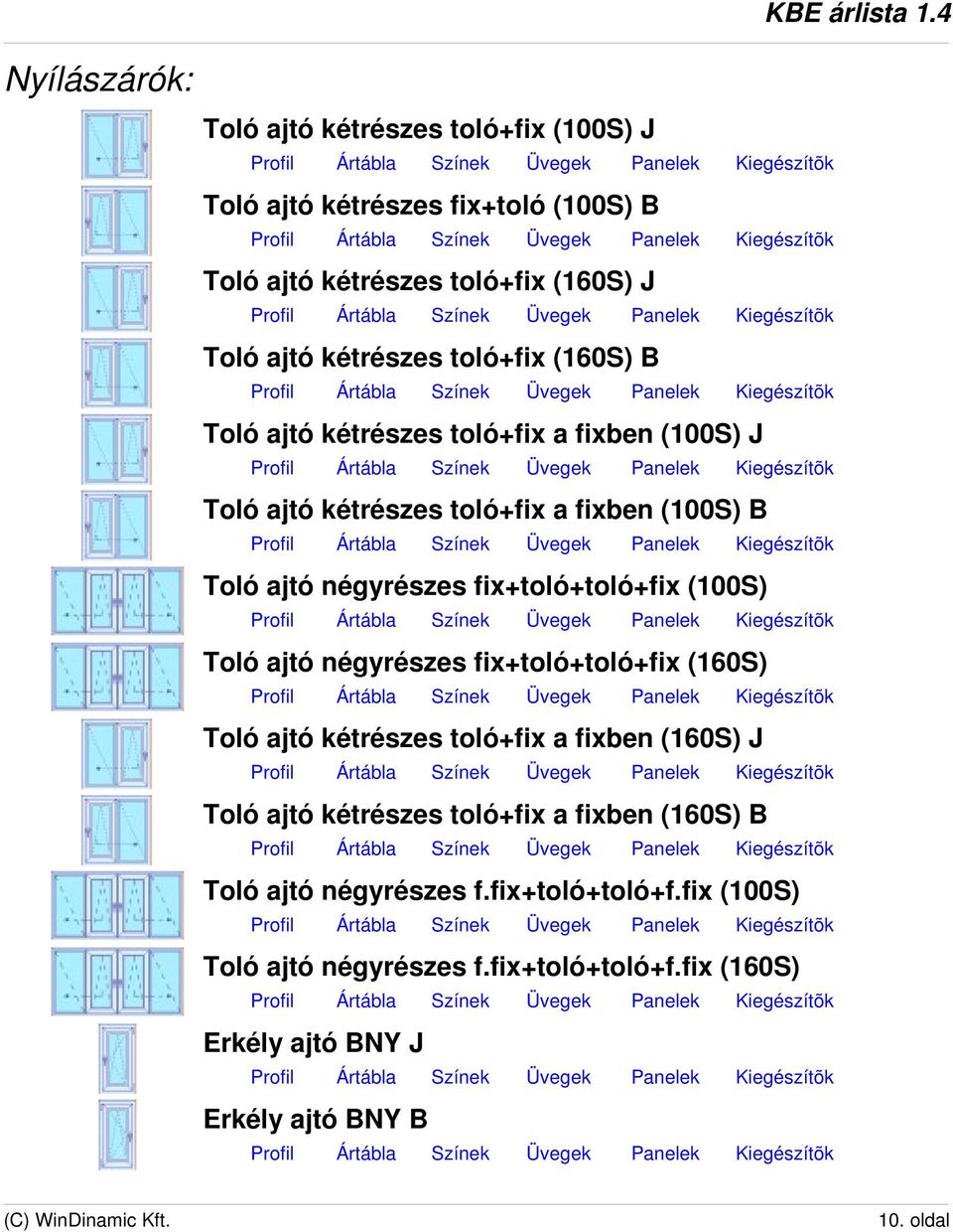 fix+toló+toló+fix (100S) Toló ajtó négyrészes fix+toló+toló+fix (160S) Toló ajtó kétrészes toló+fix a fixben (160S) J Toló ajtó kétrészes toló+fix