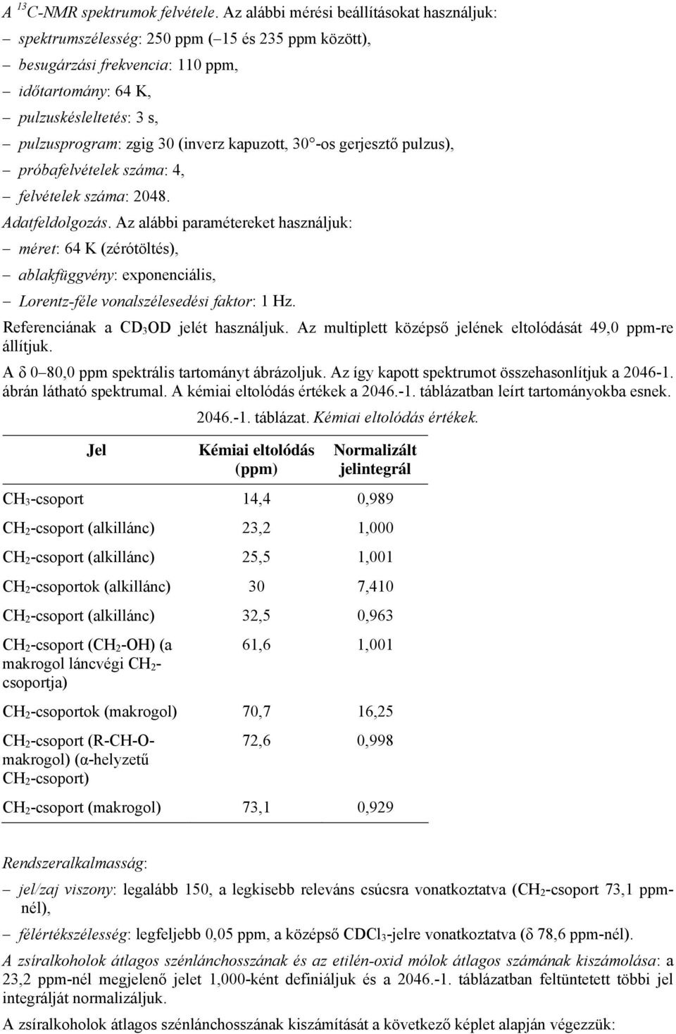 (inverz kapuzott, 30 -os gerjesztő pulzus), próbafelvételek száma: 4, felvételek száma: 2048. Adatfeldolgozás.