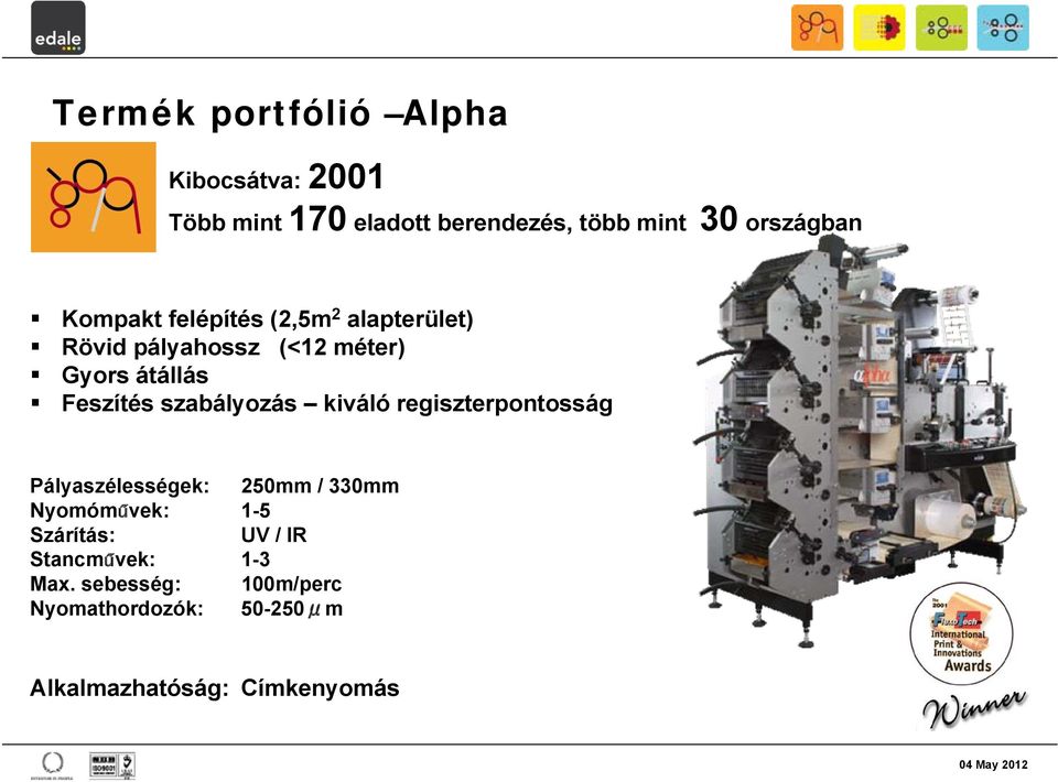 szabályozás kiváló regiszterpontosság Pályaszélességek: 250mm / 330mm Nyomóművek: 1-5 Szárítás: