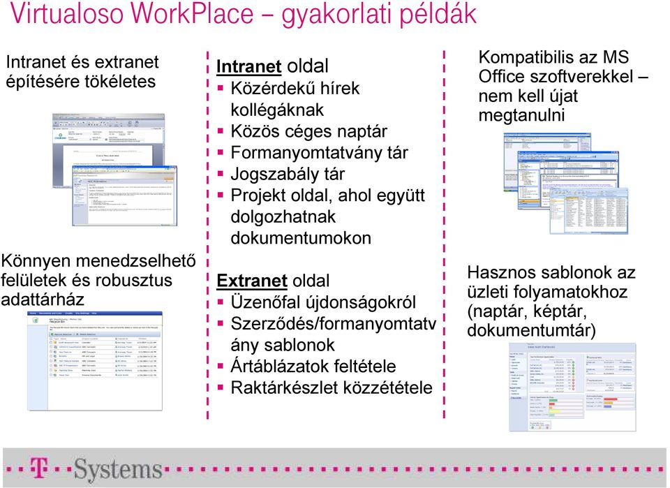 dokumentumokon Extranet oldal Üzenıfal újdonságokról Szerzıdés/formanyomtatv ány sablonok Ártáblázatok feltétele Raktárkészlet