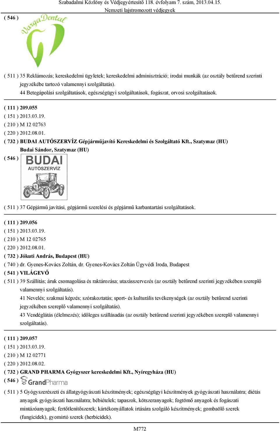 .08.01. ( 732 ) BUDAI AUTÓSZERVÍZ Gépjárműjavító Kereskedelmi és Szolgáltató Kft.