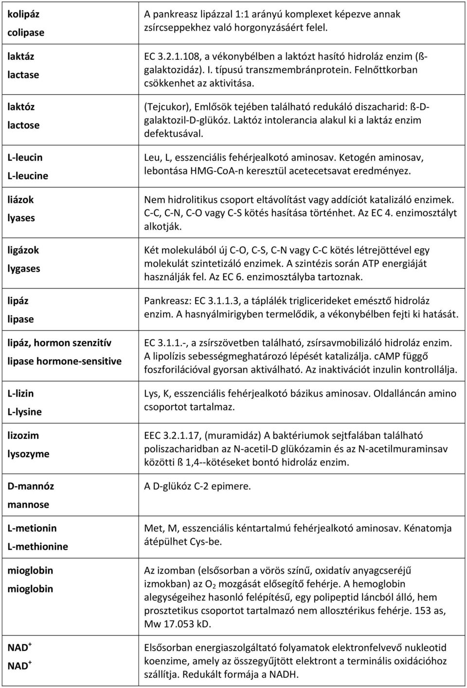 I. típusú transzmembránprotein. Felnőttkorban csökkenhet az aktivitása. (Tejcukor), Emlősök tejében található redukáló diszacharid: ß Dgalaktozil D glükóz.