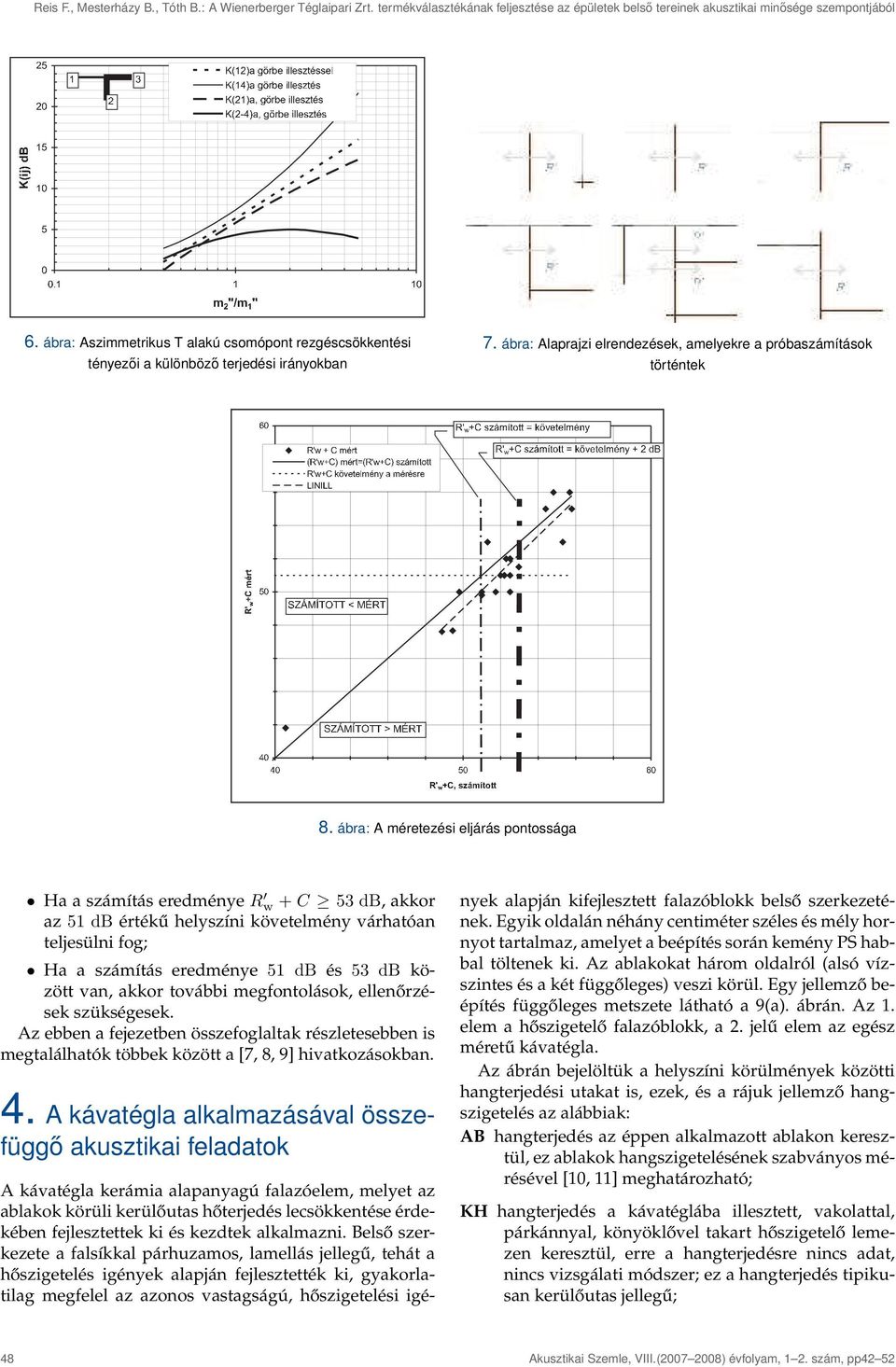 ábra: A méretezési eljárás pontossága Ha a számítás eredménye R w + C 53 db, akkor az 51 db értékű helyszíni követelmény várhatóan teljesülni fog; Ha a számítás eredménye 51 db és 53 db között van,