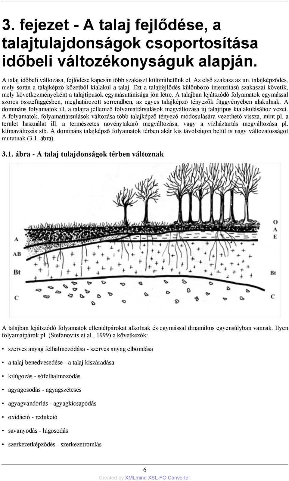 Ezt a talajfejlődés különböző intenzitású szakaszai követik, mely következményeként a talajtípusok egymásutánisága jön létre.