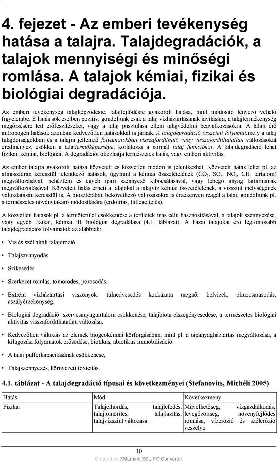 E hatás sok esetben pozitív, gondoljunk csak a talaj vízháztartásának javítására, a talajtermékenység megőrzésére tett erőfeszítéseket, vagy a talaj pusztulása elleni talajvédelmi beavatkozásokra.