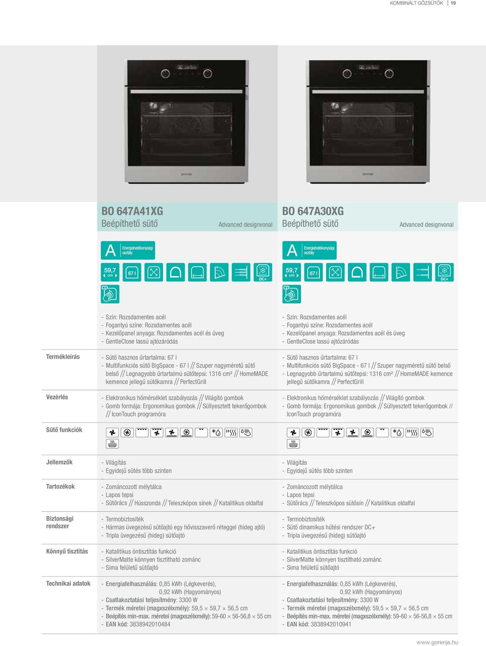 Termékleírás Sütő hasznos űrtartalma: 67 l Multifunkciós sütő BigSpace - 67 l // Szuper nagyméretű sütő belső // Legnagyobb űrtartalmú sütőtepsi: 1316 cm² // HomeMADE kemence jellegű sütőkamra //