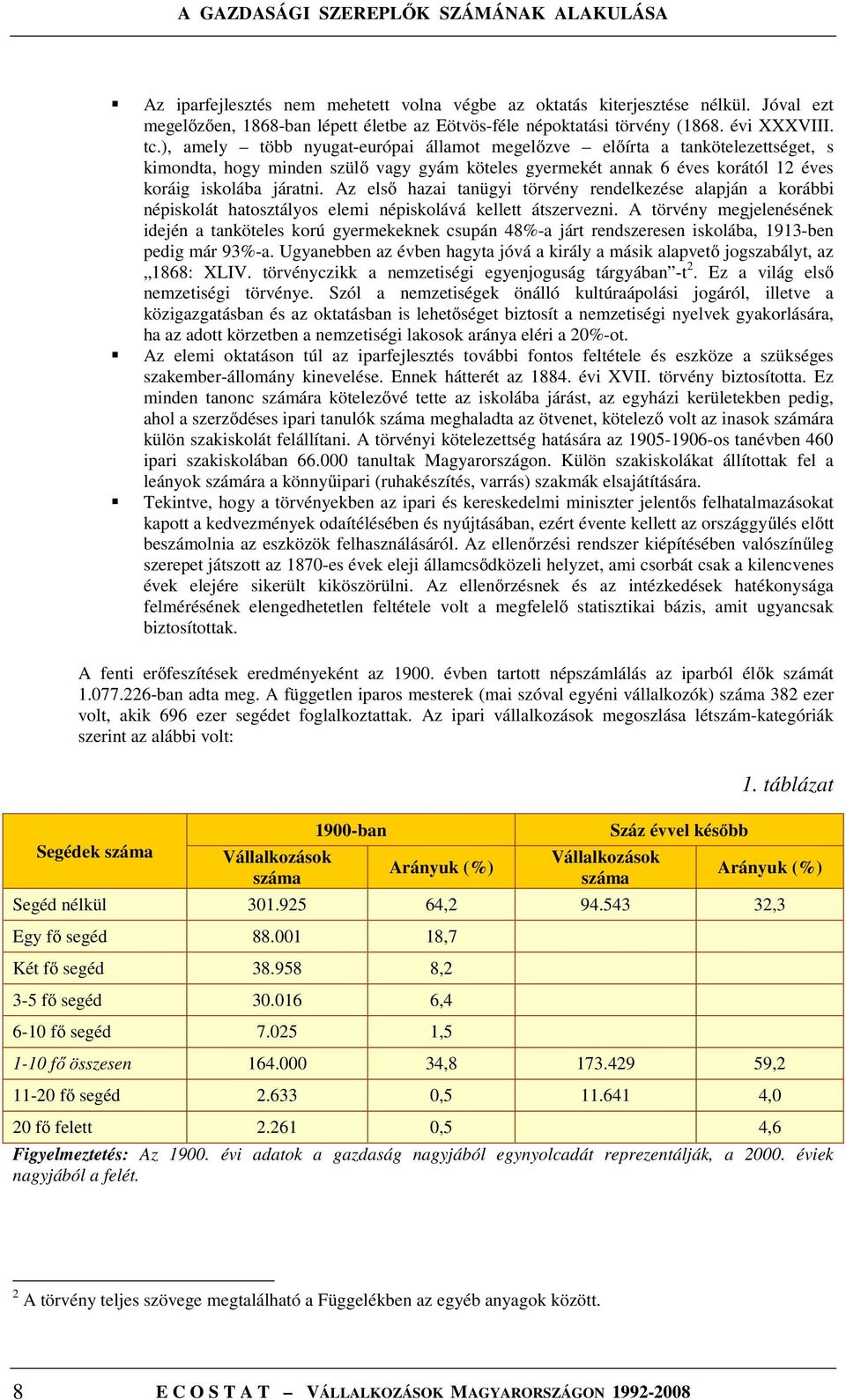 Az első hazai tanügyi törvény rendelkezése alapján a korábbi népiskolát hatosztályos elemi népiskolává kellett átszervezni.