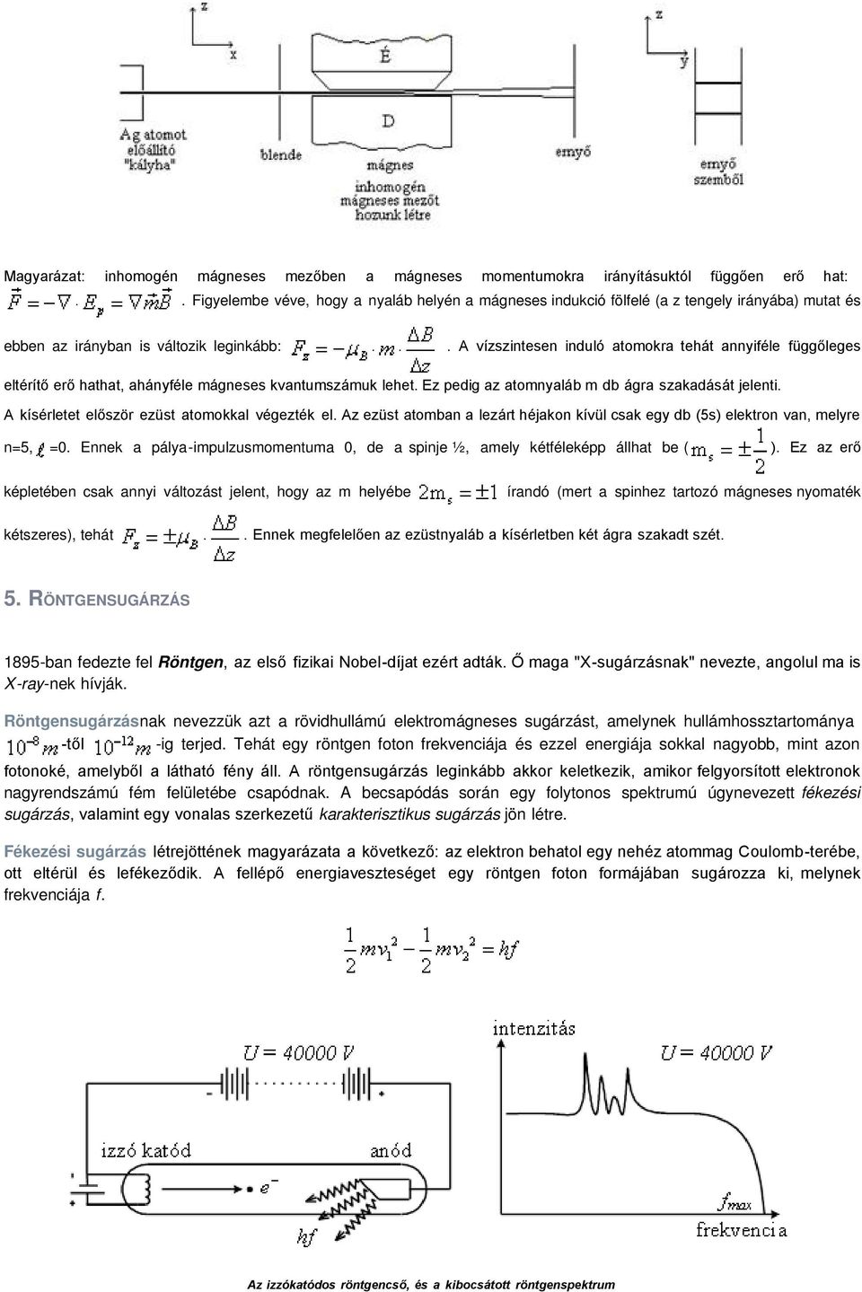 A vízszintesen induló atomokra tehát annyiféle függőleges eltérítő erő hathat, ahányféle mágneses kvantumszámuk lehet. Ez pedig az atomnyaláb m db ágra szakadását jelenti.