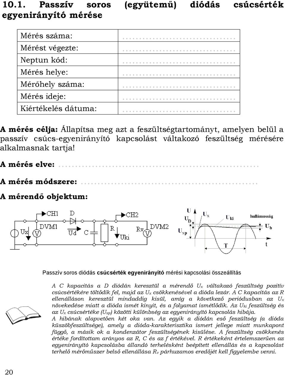 A mérés elve: A mérés módszere:.