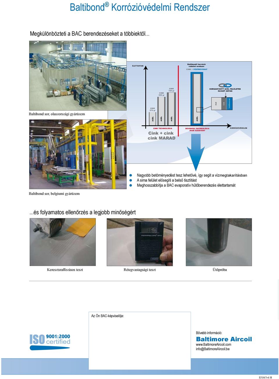 CINK TECHNOLÓGIA Cink + cink cink MARAD BEVONÁSI TECHNOLÓGIA IPARI SZABVÁNY KORRÓZIÓVÉDELEM = Nagyobb betöményedést tesz lehetővé, így segít a vízmegtakarításban = A sima felület elősegíti a belső