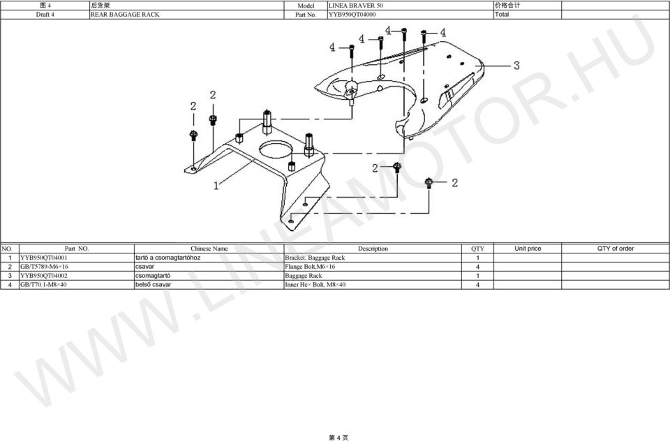GB/T89-M6 6 Flange Bolt,M6 6 4 3 YYB90QT0400 csomagtartó