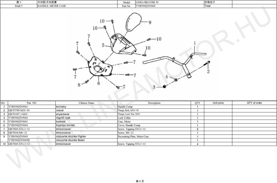 -M0 anya Flange Lock Nut, M0 4 YYB90QT000 rögzítő nyak Lock Collar YYB90QT0003 burkolat Case, Meter 6 YYB90QT0004