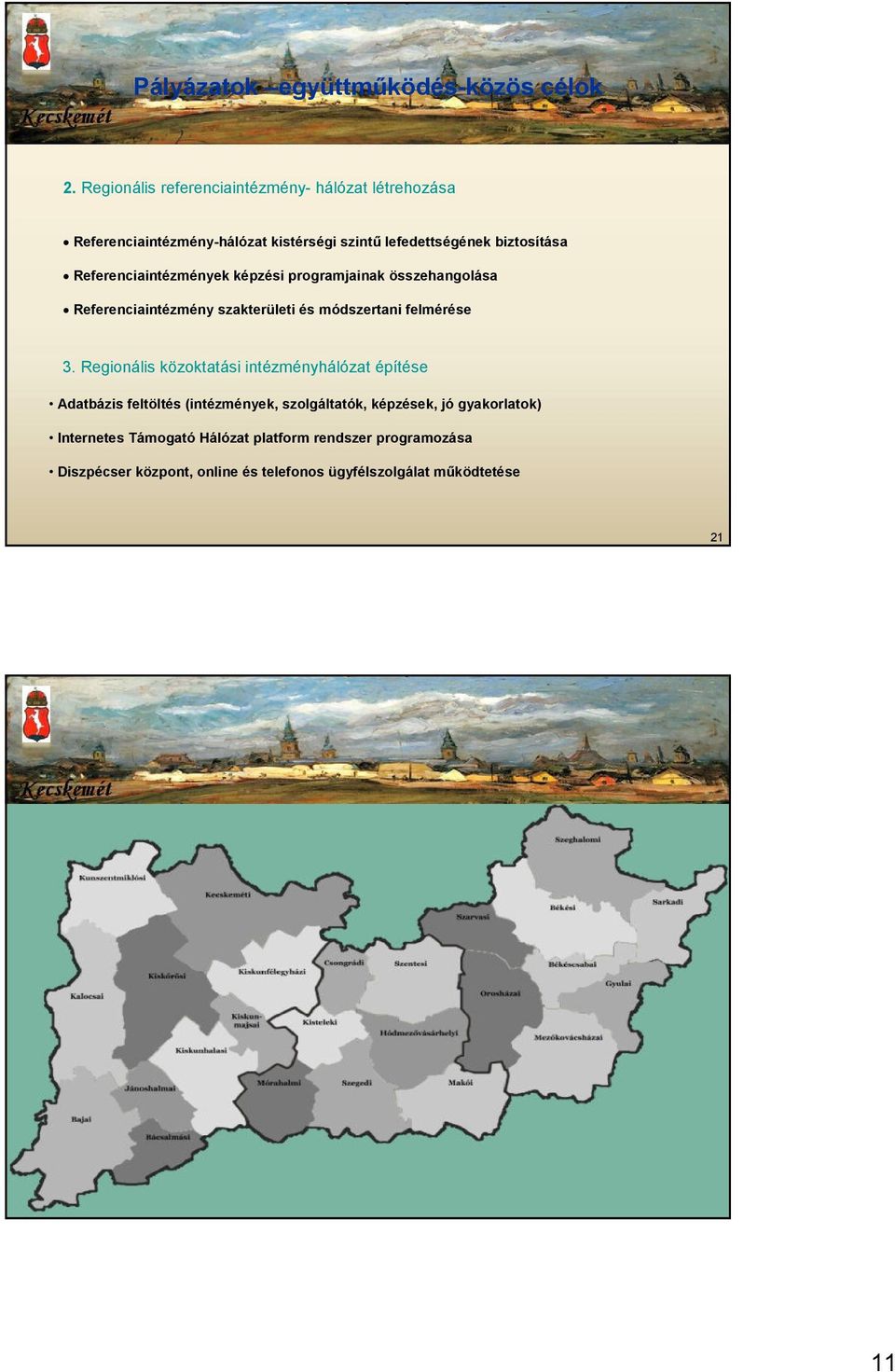 Referenciaintézmények képzési programjainak összehangolása Referenciaintézmény szakterületi és módszertani felmérése 3.