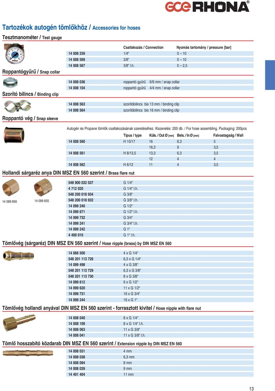 0 2,5 14 008 036 roppantó gy r 6/9 mm / snap collar 14 008 104 roppantó gy r 4/4 mm / snap collar 14 008 563 szorítóbilincs bis 13 mm / binding clip 14 008 564 szorítóbilincs bis 16 mm / binding clip