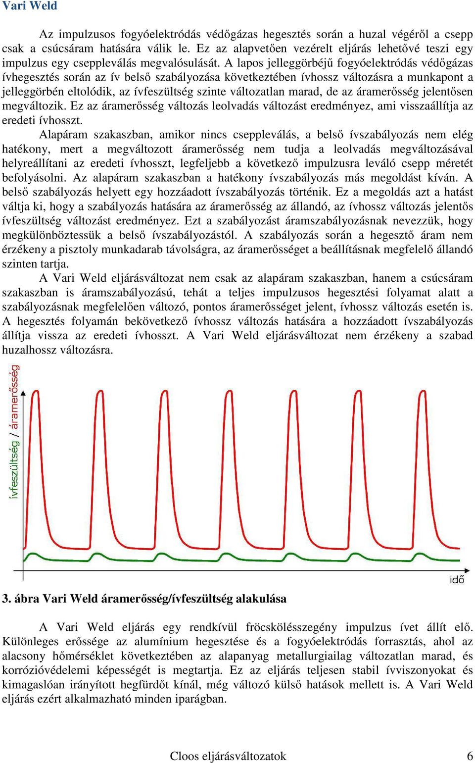 A lapos jelleggörbéjű fogyóelektródás védőgázas ívhegesztés során az ív belső szabályozása következtében ívhossz változásra a munkapont a jelleggörbén eltolódik, az ívfeszültség szinte változatlan