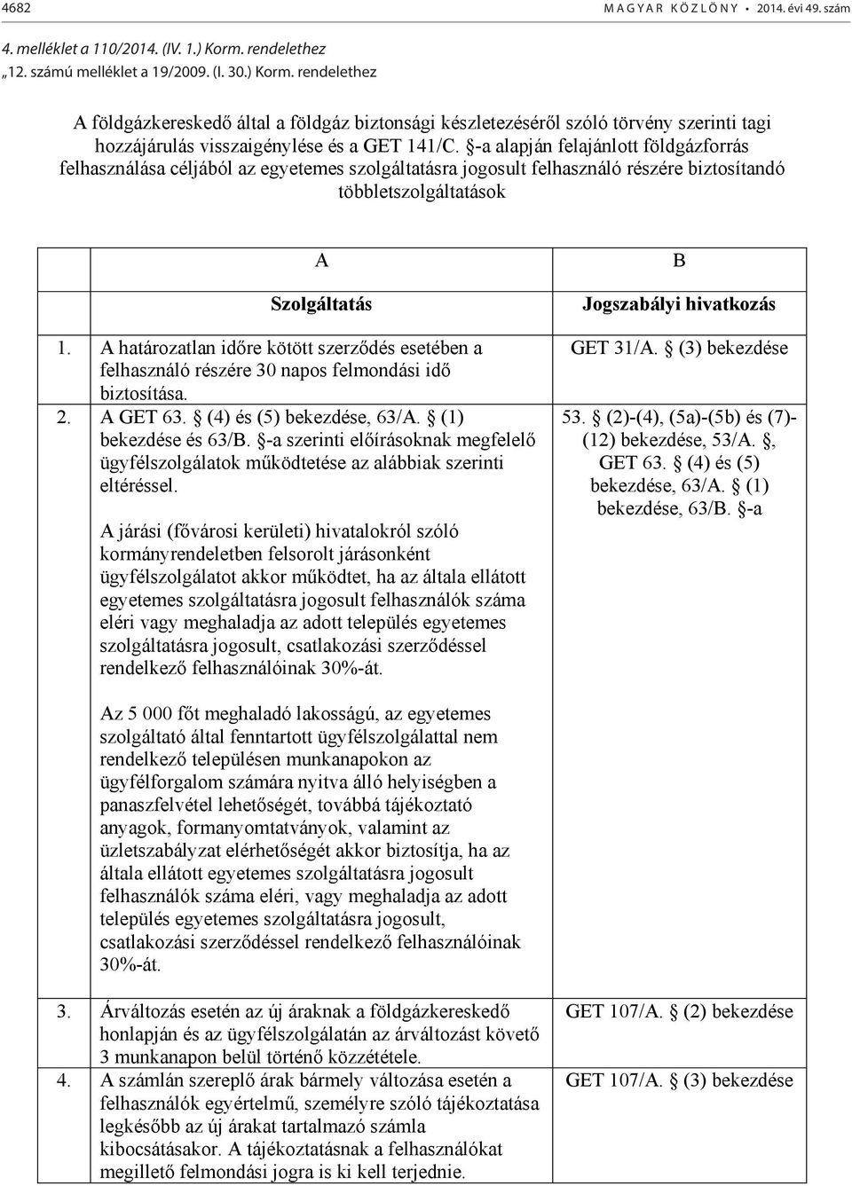 rendelethez A földgázkereskedő által a földgáz biztonsági készletezéséről szóló törvény szerinti tagi hozzájárulás visszaigénylése és a GET 141/C.